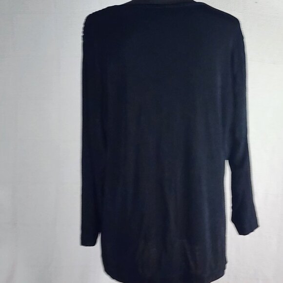 Chico's Travelers Black Acetate Span 3/4 Ruched Sleeve Top Size Chico 3 US XL 16 - Picture 11 of 16